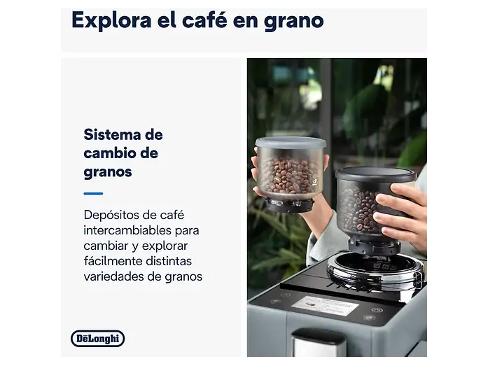 Cafetera superautomática - De'Longhi Rivelia EXAM440.55.G, 1450W, 19 bar, Molinillo integrado, LatteCremaHot, Depósito leche, Táctil, 16 recetas, Gris - Imagen 3