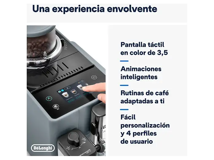 Cafetera superautomática - De'Longhi Rivelia EXAM440.55.G, 1450W, 19 bar, Molinillo integrado, LatteCremaHot, Depósito leche, Táctil, 16 recetas, Gris - Imagen 6