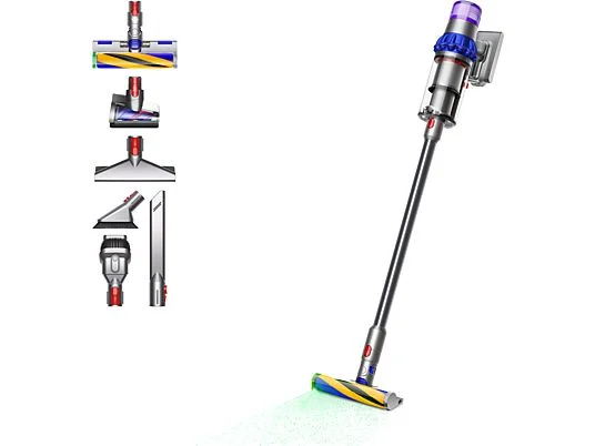Aspirador escoba - Dyson v15 Detect™ Fluffy, Potencia automática 240, Accesorio para Colchones y Tapicería, 60 min, Cepillo FluffyOptic, Níquel