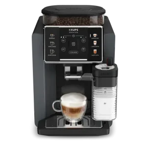 Cafetera superautomática - Krups Sensation Milk EA912B, 15 bar, 1450 W, 1.7 L, 6 modos, 2 tazas, Depósito de leche 0.3 L, Táctil, Gris