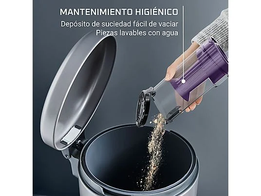 Aspirador escoba - Rowenta X-Pert 7.60 RH6A39, 140 W, Ultraligera, 45 min. autonomía, Depósito 0.44L, Accesorios, Púrpura - Imagen 6