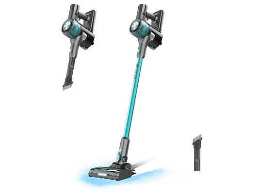Aspirador escoba - Cecotec Conga Rockstar P50, 265 W, 50 min autonomía,HairOut antienredos, Succión de 80 AW, Negro/Azul