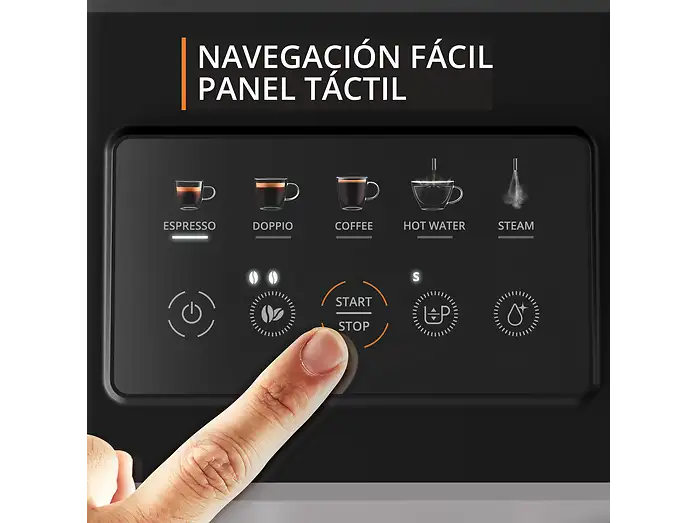 Cafetera superautomática - KRUPS My Coffee EA201B, 3 recetas de café, Táctil, Molinillo, Bandeja de goteo extraíble, Compacta, 15 bares, Gris - Imagen 3