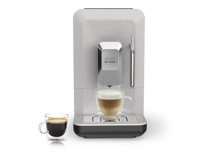 Cafetera superautomática - KRUPS My Coffee EA201B, 3 recetas de café, Táctil, Molinillo, Bandeja de goteo extraíble, Compacta, 15 bares, Gris