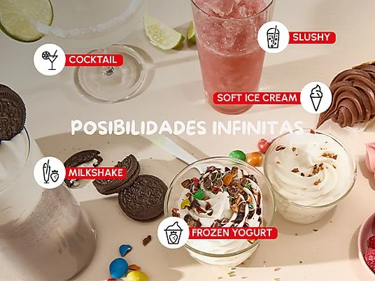 Heladera - Moulinex Freezi MJ803, Heladera 16 en 1, Helados y bebidas heladas al momento, 5 Programas automáticos, Silenciosa, 8 Raciones, Blanca - Imagen 6