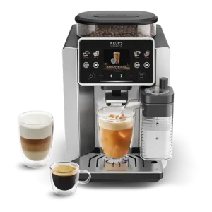 Cafetera superautomática - Krups Sensation Elite Hot & Cold EA918, 30 Recetas, Jarra de leche, Molinillo, Táctil, Espumador, 15 bar, 1450 W, Aluminio