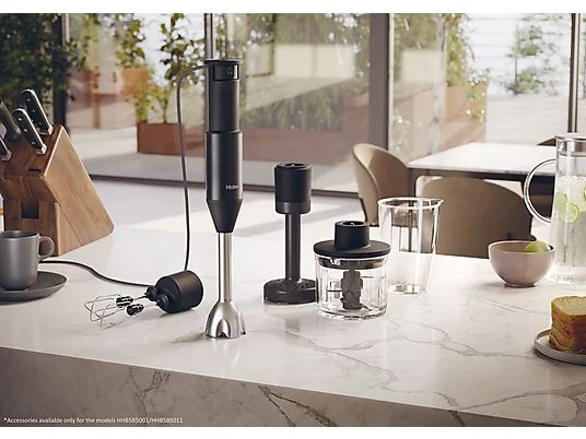 Batidora de mano - HAIER HHB5B5 011 ACCESORIOS PREMIUM, 1000 W, Totalmente variable velocidades, Negro - Imagen 3