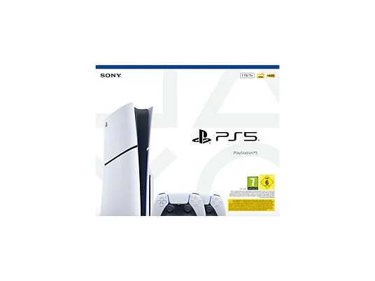 Consola - Sony PS5 Slim Standard, 1 TB SSD, 4K, 2 mandos DualSense, Chasis E, Blanco - Imagen 2