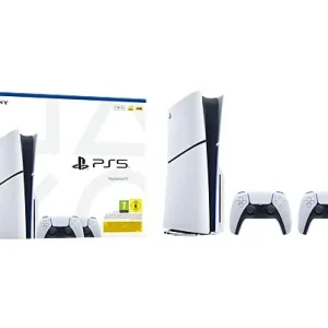 Consola - Sony PS5 Slim Standard, 1 TB SSD, 4K, 2 mandos DualSense, Chasis E, Blanco
